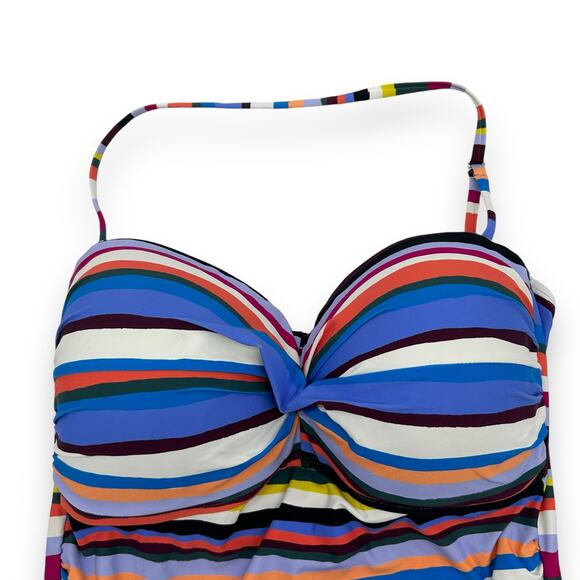 NEW Anne Cole One Piece Swimsuit Size 8 Stripe Halter Bandeau Strapless Swim NWT - Picture 6 of 13